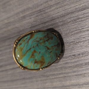 Turquoise Brass Ring size 7 from Thailand